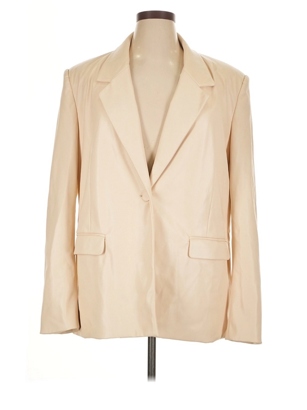 WeWoreWhat Neutral Beige Single-Button Blazer / Oversized